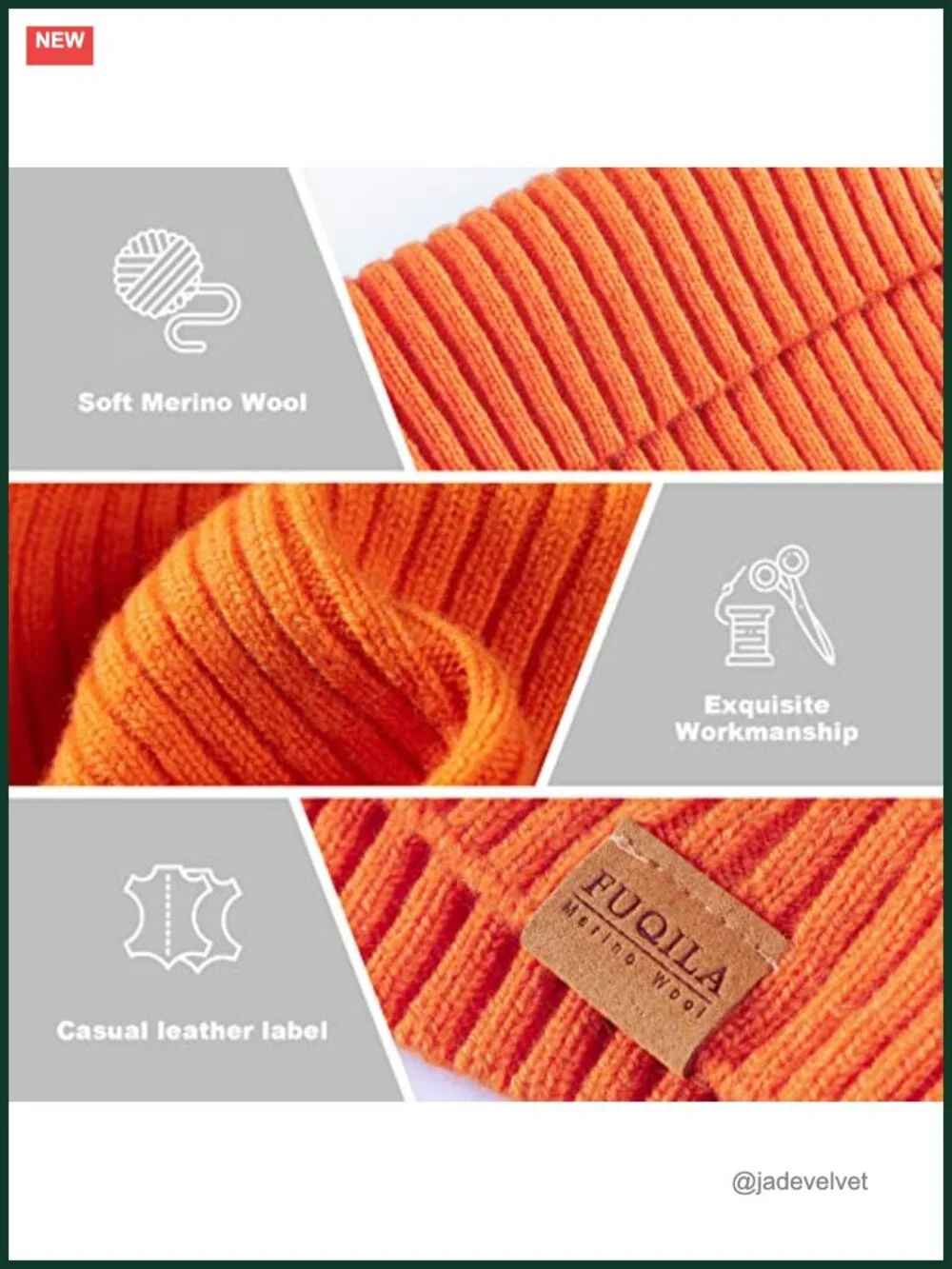 100% Merino Wool Cuff Beanie Hat - Unisex Warm Winter Skully Cap